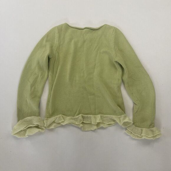 VTG Talbots Kids Green Cable Knit Sweater Ruffle Hem Sz 14 Pullover 100% Cotton - Picture 10 of 11